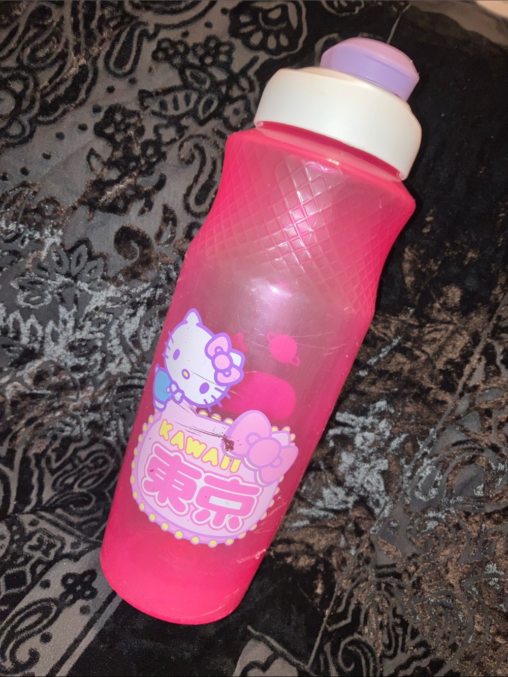 6/$15 Hello Kitty Zack! Pink Water Bottle with Purple Cap